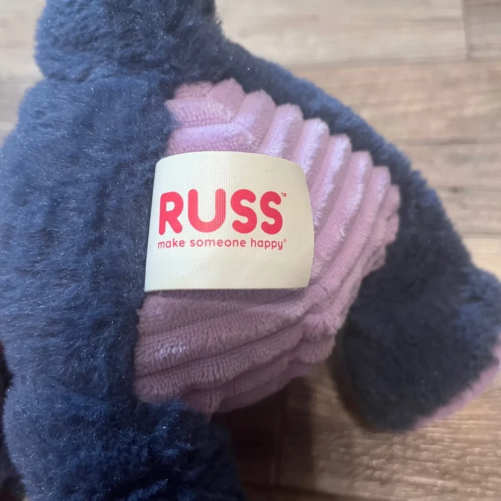 Russ Jazwares‎ Navy Blue Dragon Plush Metallic Pink Wings Purple Corduroy Belly